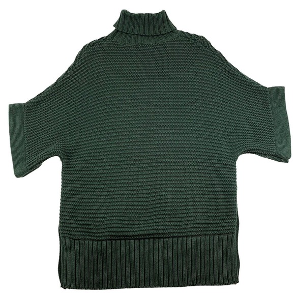 J.Crew Turtleneck Poncho Sweater Size XXS. Oversized. Side Buttons. Forest Green - Picture 9 of 11